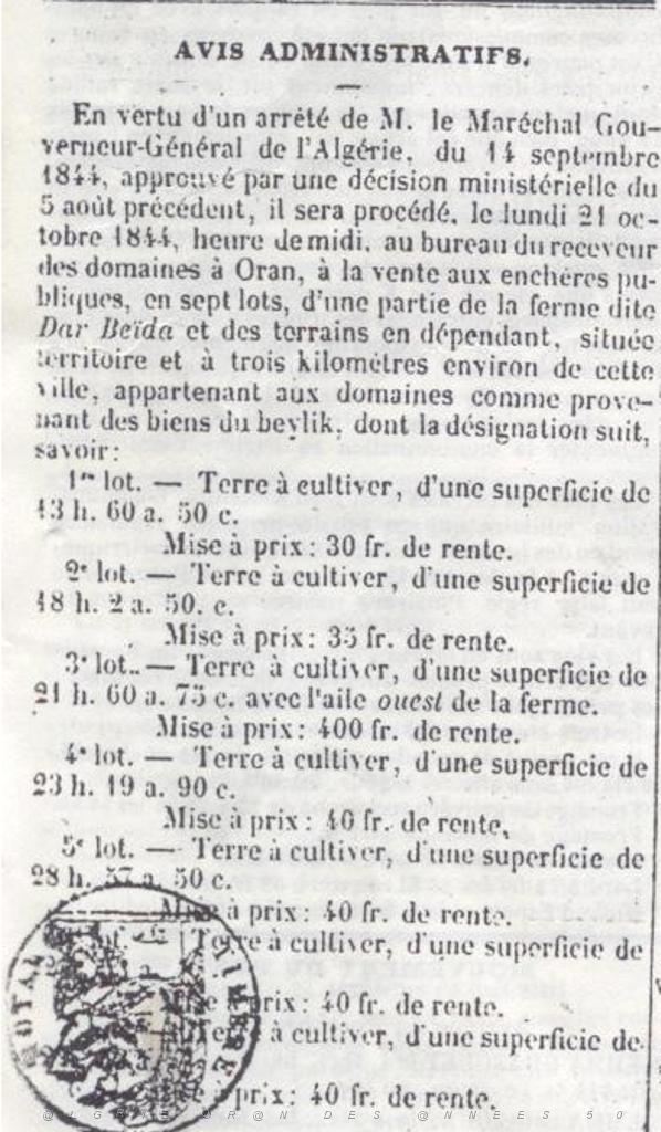 ECHO D ORAN SAMEDI 12 OCTOBRE 1844 PAGE 99 20.JPG